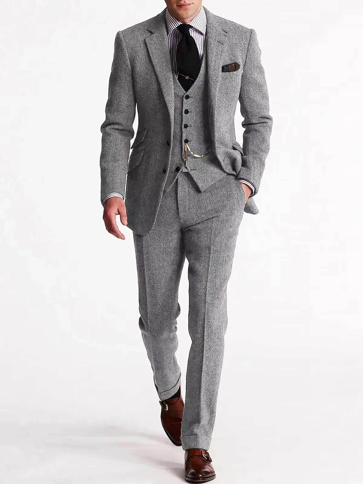 Costume homme en tweed 3 pièces – CLEVI Paris