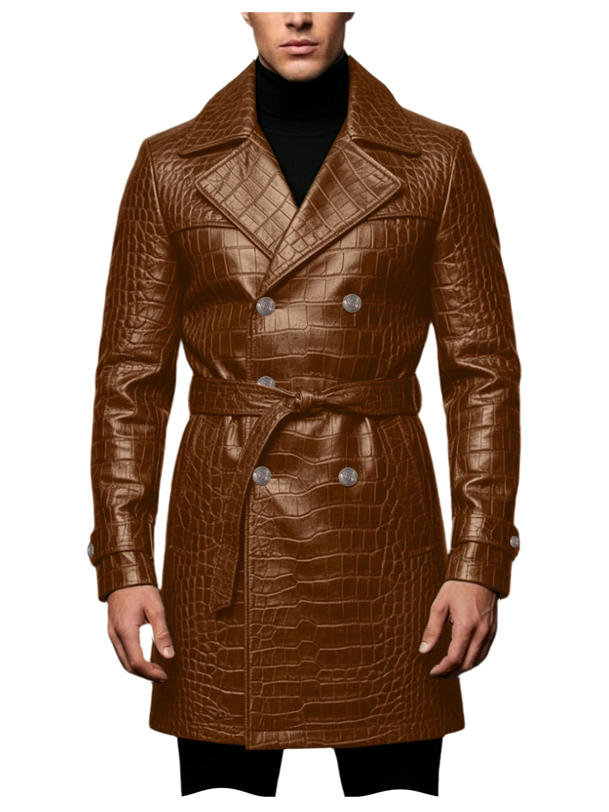 Manteau homme effet croco double boutonnage – CLEVI Paris