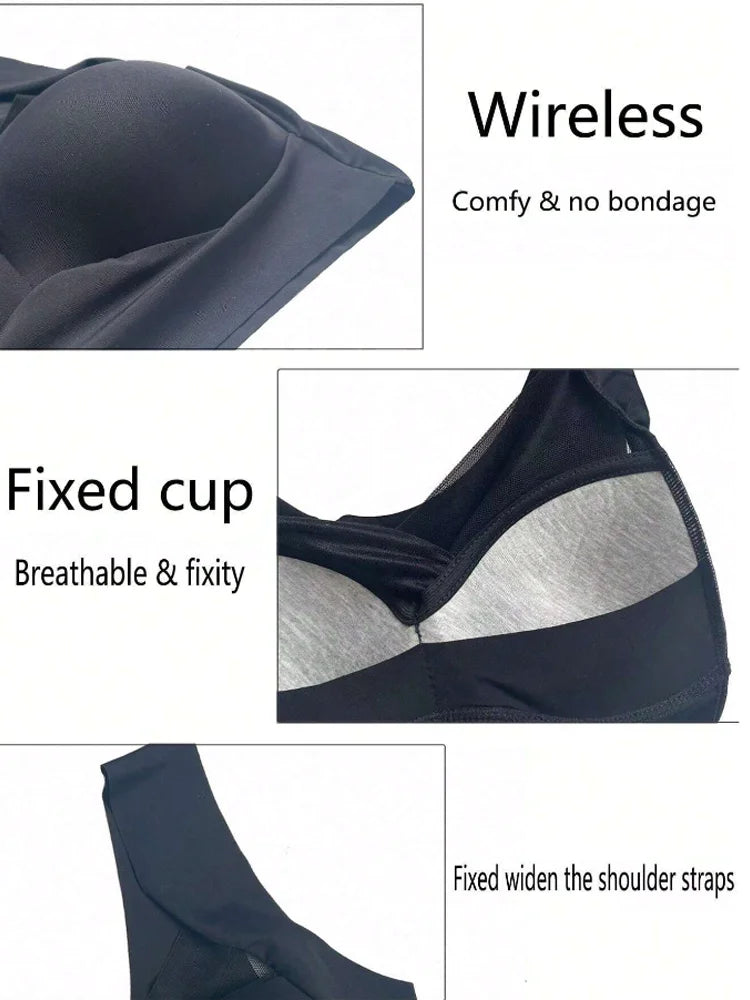 Lot de 3 Soutiens-Gorge Sport Sans Armature | Dentelle, Sans Coutures, Grande Taille – CLEVI Paris