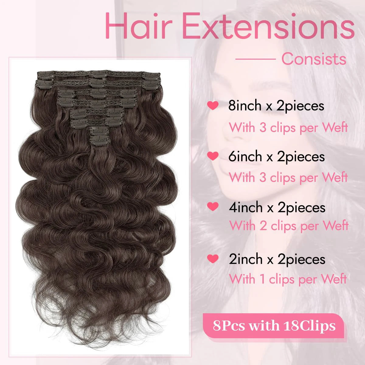 Extensions Cheveux Body Wave Clip-In 120g/180g – CLEVI Paris