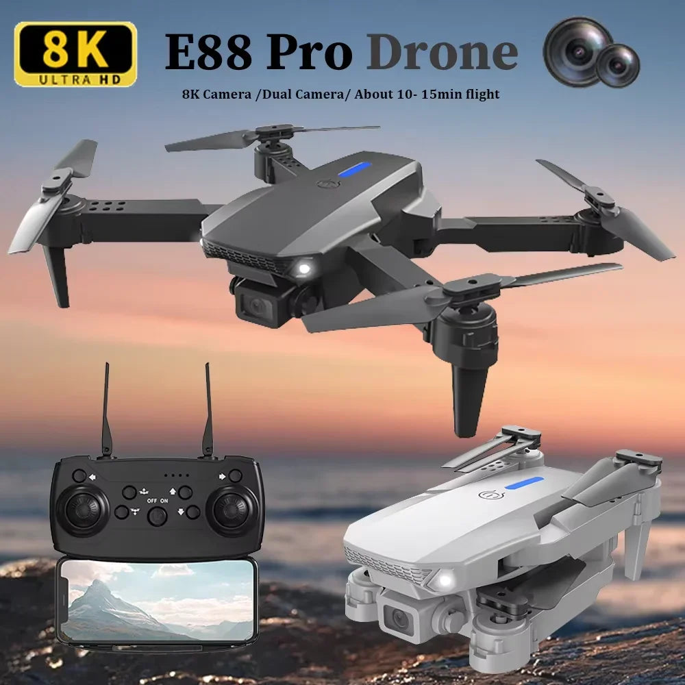 Drone Pliable E88 – Caméra 4K / 1080P | WiFi FPV | Télécommande | Gyroscope 6 Axes