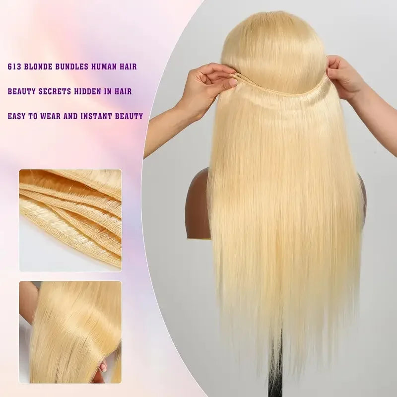Bundles lisses blond 613, cheveux humains – CLEVI Paris