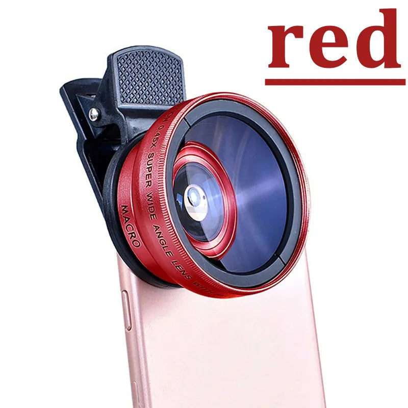 Kit Objectifs 2-en-1 Smartphone – Grand Angle 0,45x & Macro, Clip Universel, Compatible iPhone & Android – CLEVI Paris