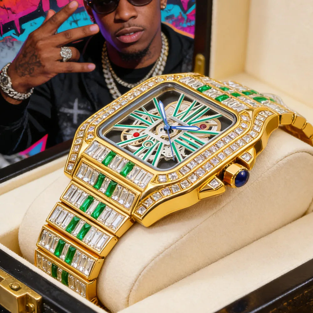 STARPERISH Montre Automatique Homme Squelette Bling Hip Hop Acier Lumineux – CLEVI Paris