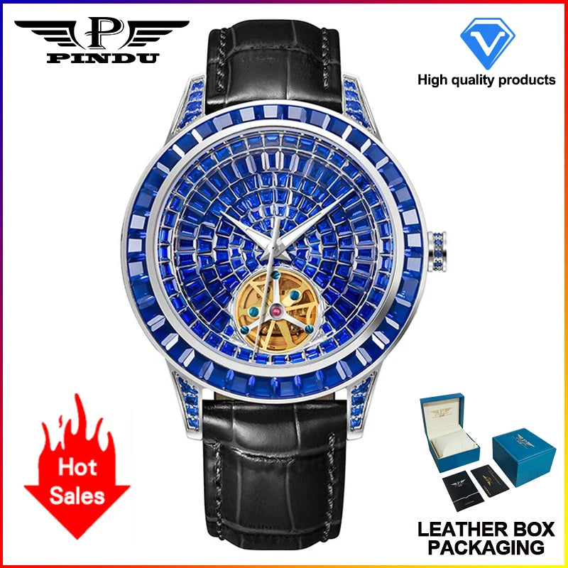 Montre Homme Mécanique Automatique Cadran Diamant Acier Inoxydable 3 Bar – CLEVI Paris