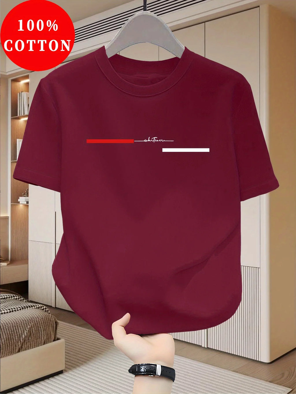 T-Shirt Homme 100% Coton Loose Col Rond Imprimé Lettres Style Américain 18 Coloris – CLEVI Paris