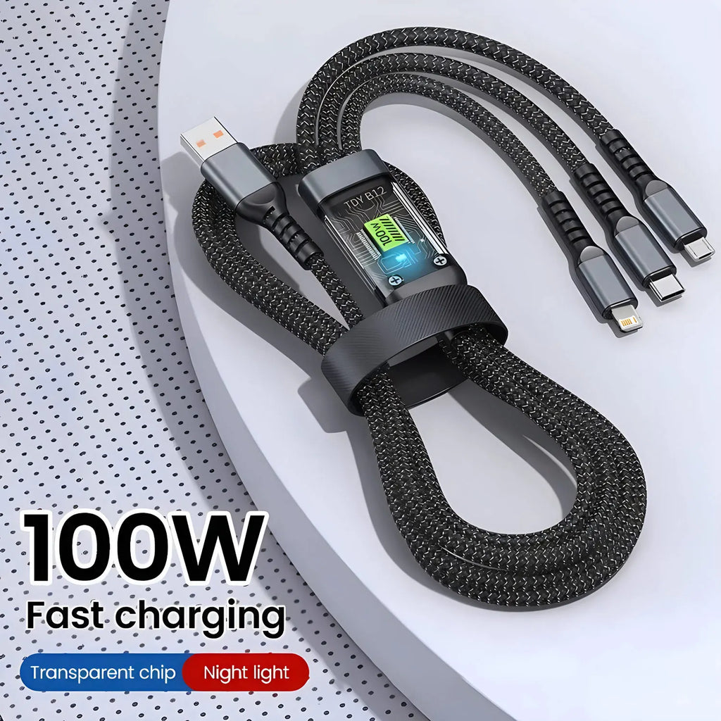 Câble 3-en-1 Charge Rapide 100W USB-A — CLEVI Paris