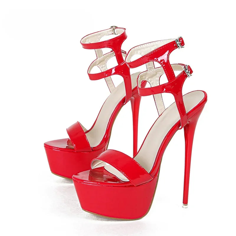 Sandales Talons Hauts Plateforme Sexy – Double Bride, Bout Ouvert, Soirée, Grandes Tailles 34-46