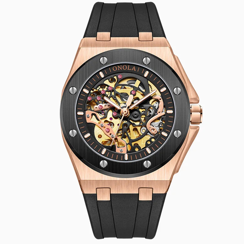 Montre Mécanique Automatique Homme Squelette Lumineux Bracelet Silicone – CLEVI Paris