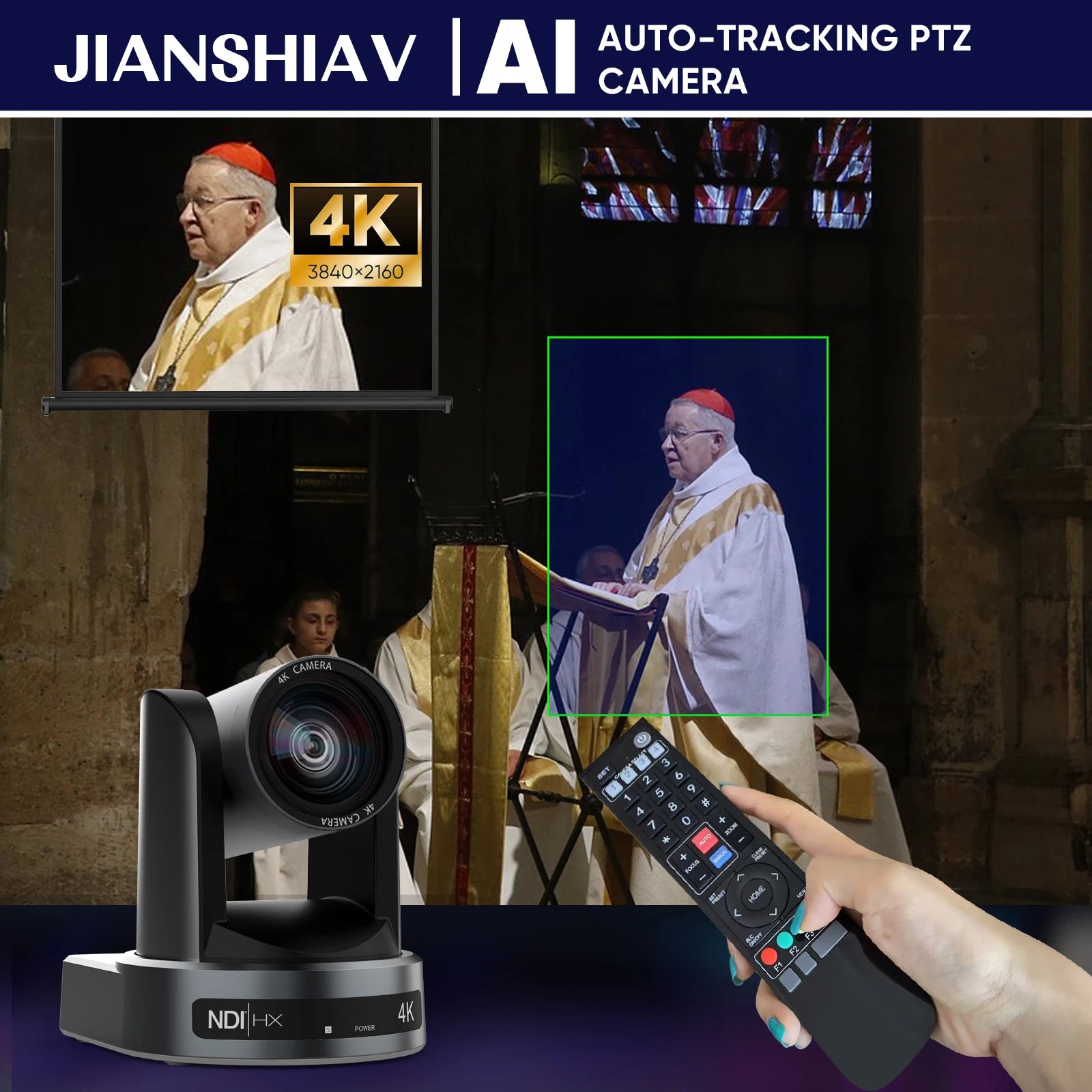 Caméra PTZ 4K Professionnelle – Zoom Optique 10x/20x NDI SDI HDMI USB PoE Suivi IA Conférence Streaming – CLEVI Paris