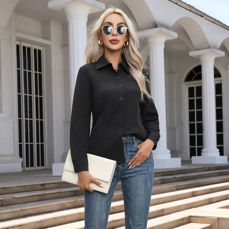 Chemisier uni à boutons femme – CLEVI Paris