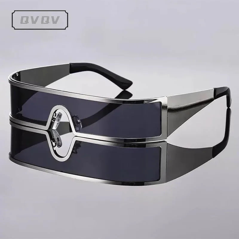 Lunettes de Soleil Steampunk QVQV – Monture Rectangulaire Y2K Unisexe