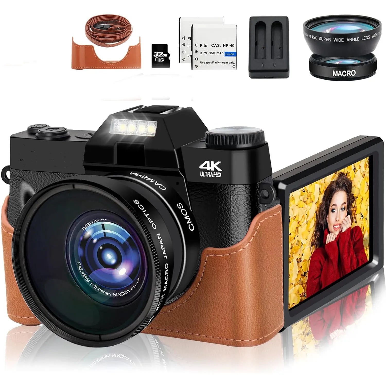 Appareil Photo KOMERY R10 4K 75MP – Autofocus, Double Fill-in LED, Écran 3" 180°, Zoom 16x, WiFi, Webcam, Vlogging – CLEVI Paris