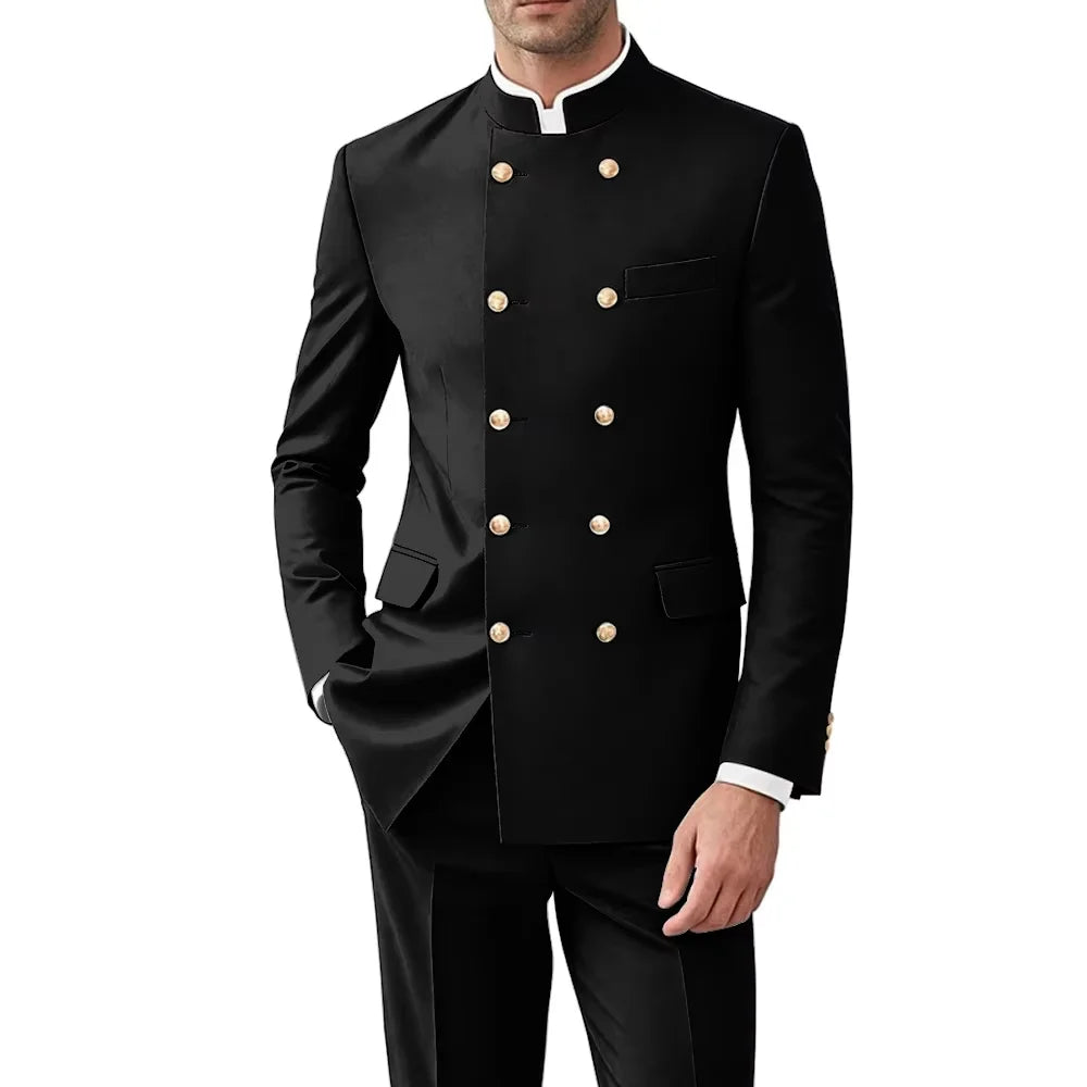 Costume Col Mandarin Homme Croisé – CLEVI Paris