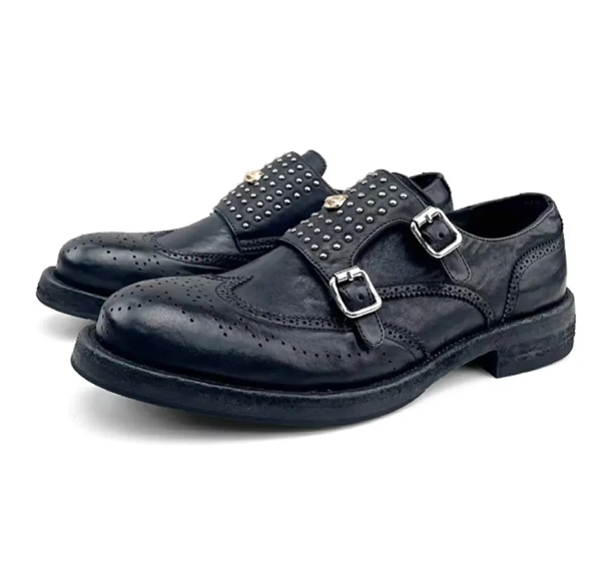 Chaussures Cuir Véritable Homme Goodyear Rivets Style Britannique Fait Main – CLEVI Paris