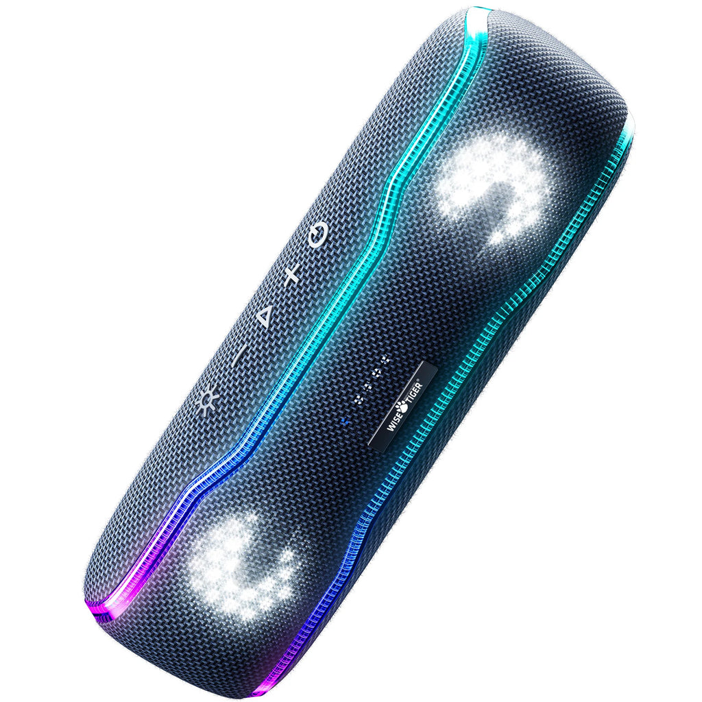 Enceinte Bluetooth Outdoor 25W – IPX7, 24h, Lumières RGB, Stéréo | WISETIGER F10C