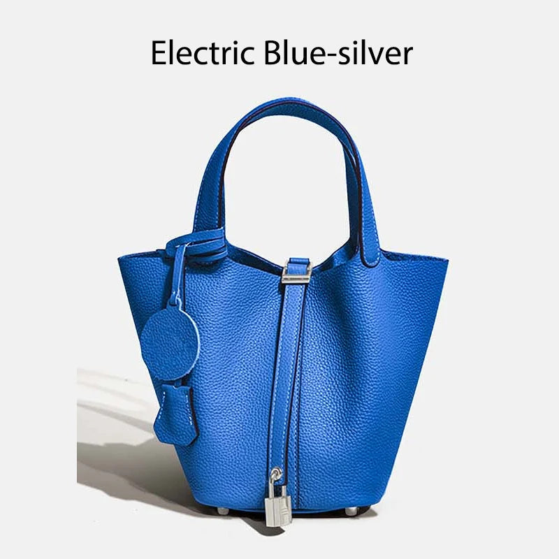Sac Seau Femme Cuir Véritable TOGO Cadenas & Foulard Décoratif – CLEVI Paris
