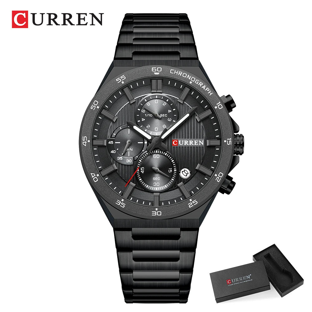 CURREN Montre Quartz Homme Chronographe Panda 43mm Acier Lumineux Date Auto – CLEVI Paris