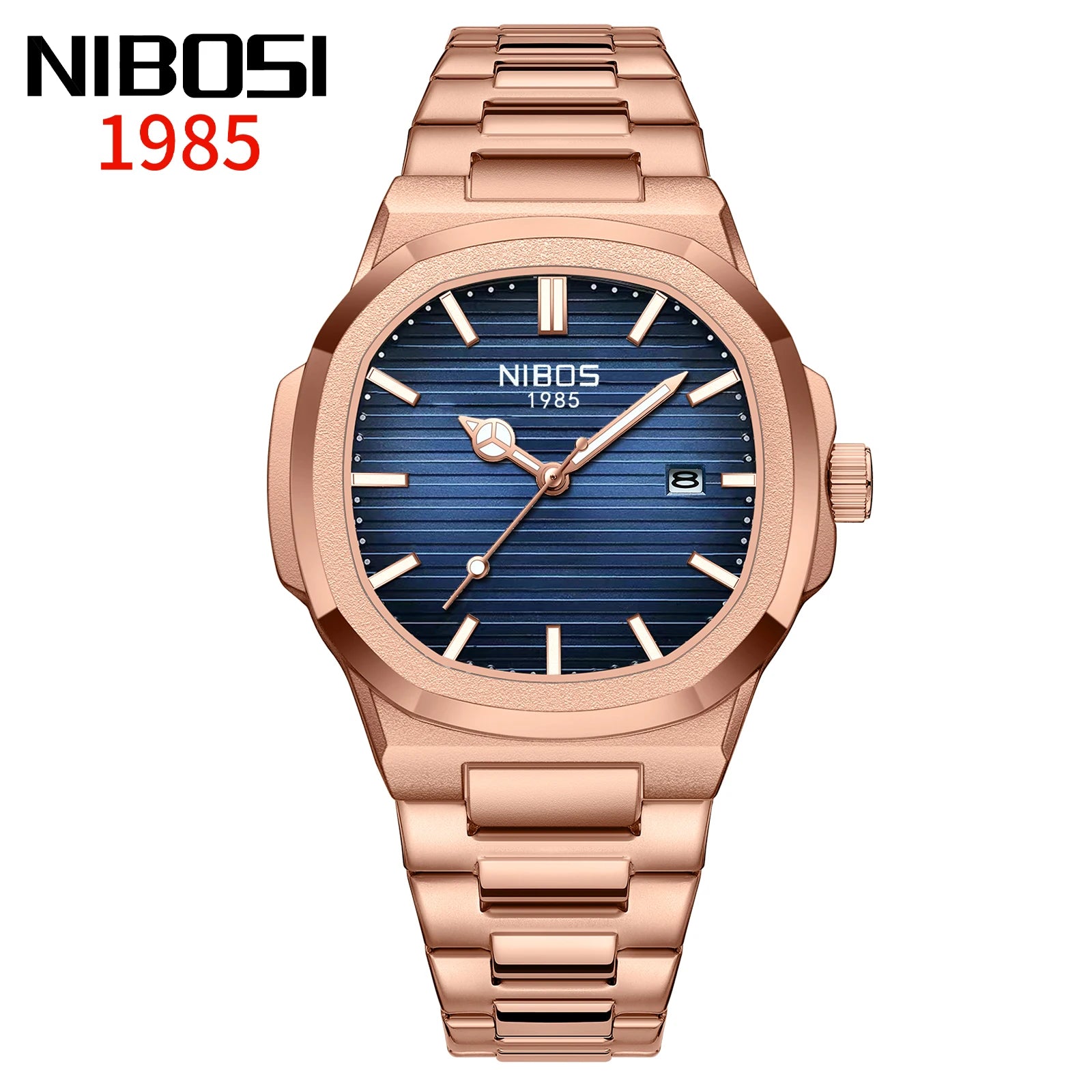 Montre NIBOSI 2632 – Quartz Sport, Boîtier Carré Alliage, Bracelet Acier Inoxydable, Étanche 3 ATM – CLEVI Paris