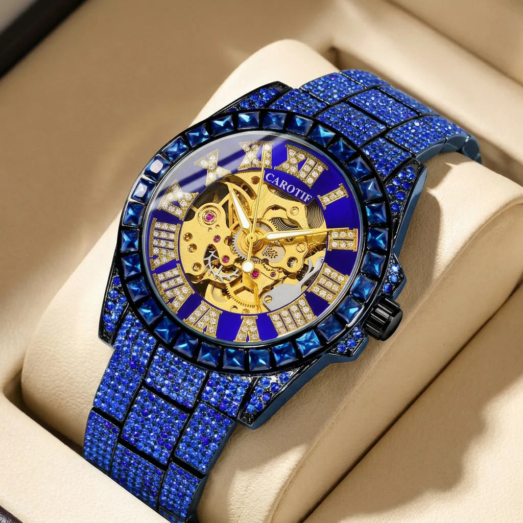 Montre Automatique Homme Tourbillon Vintage Chiffres Romains Silicone 40mm – CLEVI Paris