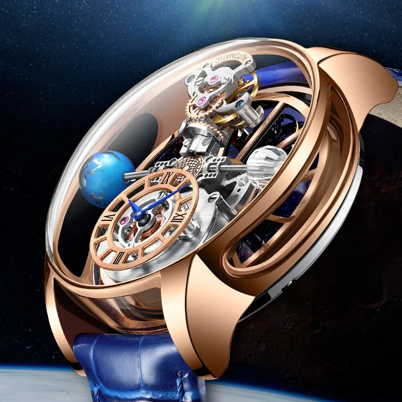Montre Homme HAEMMER Celestial – Boîtier Transparent, Bracelet Cuir Quartz