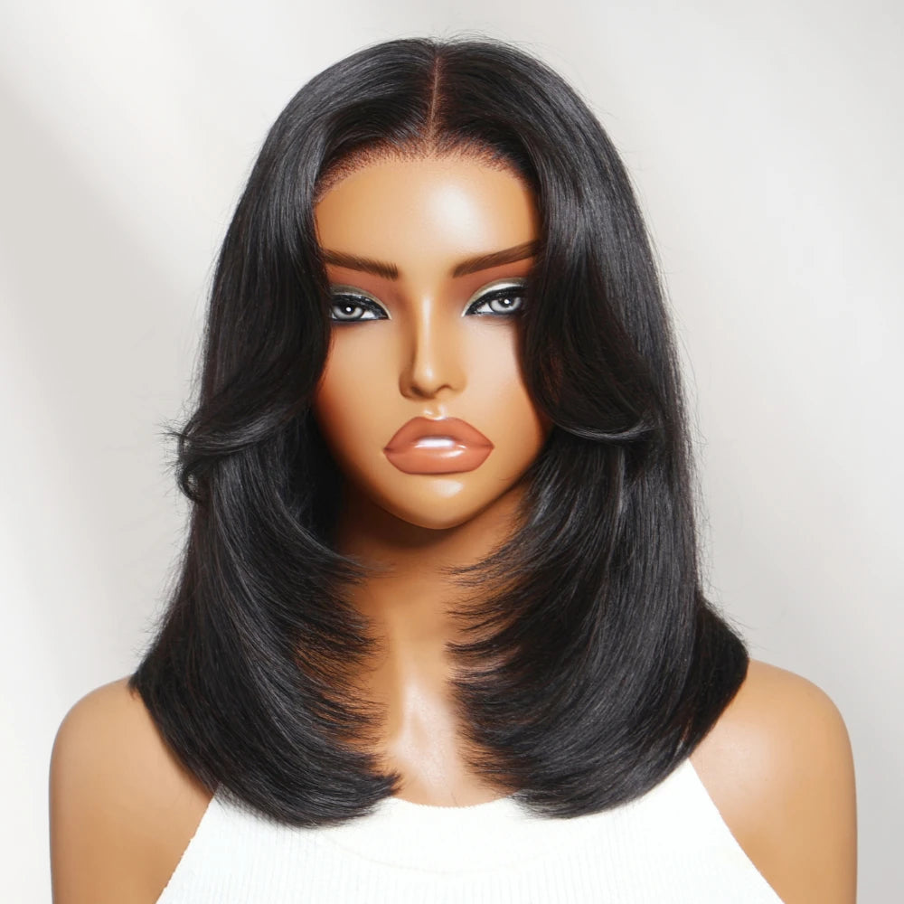 Perruque carré lisse, cheveux humains – CLEVI Paris