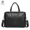 Serviette Homme Cuir Véritable Croco Rigide Laptop 15,6" Noir – CLEVI Paris
