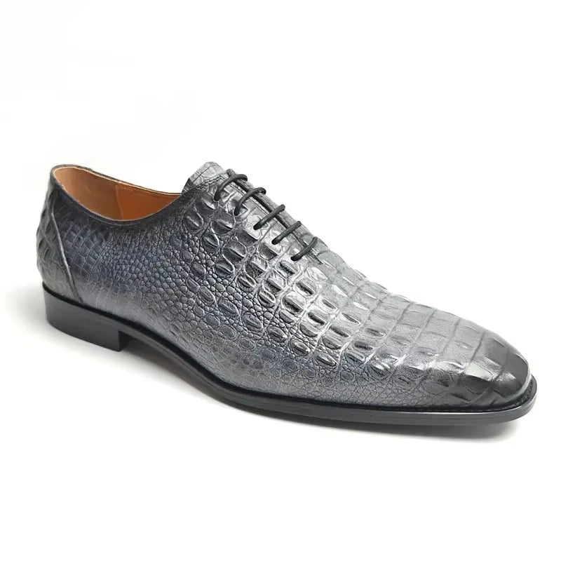 Loafers Homme Cuir Crocodile Plateforme Rehaussant Mariage Business Gris – CLEVI Paris