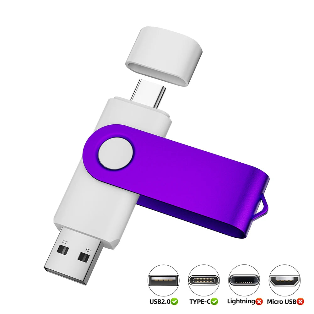 Clé USB 2.0 Type-C Rotative JASTER 4Go à 128Go 8 Coloris Métal – CLEVI Paris