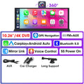 Écran CarPlay Android Auto Portable 10,26" – Dashcam 4K Objectif Rotatif Bluetooth Radio Universel – CLEVI Paris