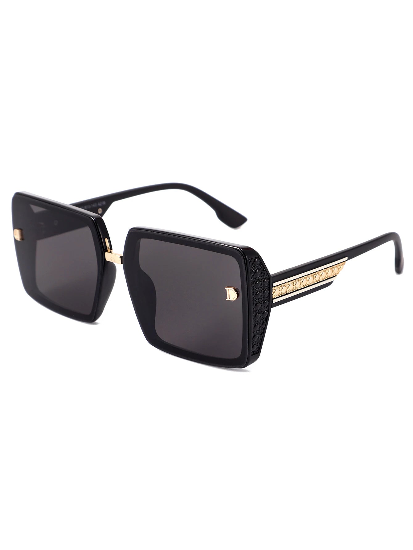 Lunettes de Soleil Carrées Luxe Monture Noire Incrustations Diamant UV400 Femme – CLEVI Paris