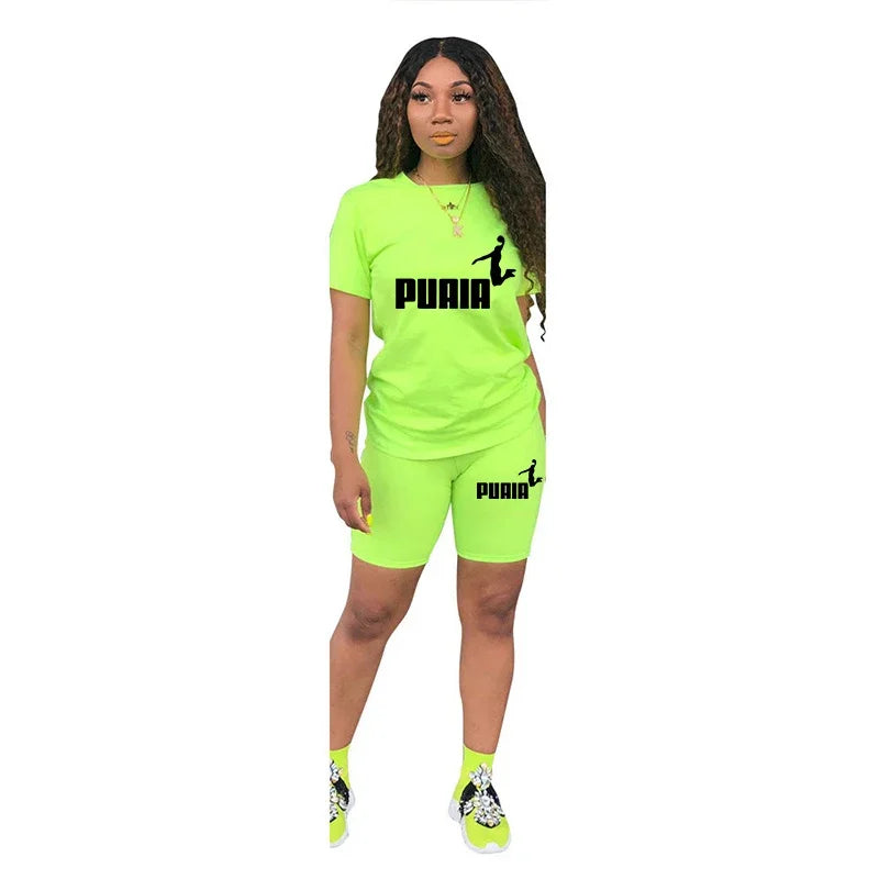 Ensemble 2 Pièces Femme T-Shirt Col Rond Manches Courtes Short Casual Été – CLEVI Paris