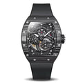 Montre BONEST GATTI BG-9004 – Tourbillon Automatique, Lunette Fibre de Carbone, Tonneau 46 mm, Squelette, Bracelet Fluoroélastomère, Étanche 5 ATM – CLEVI Paris
