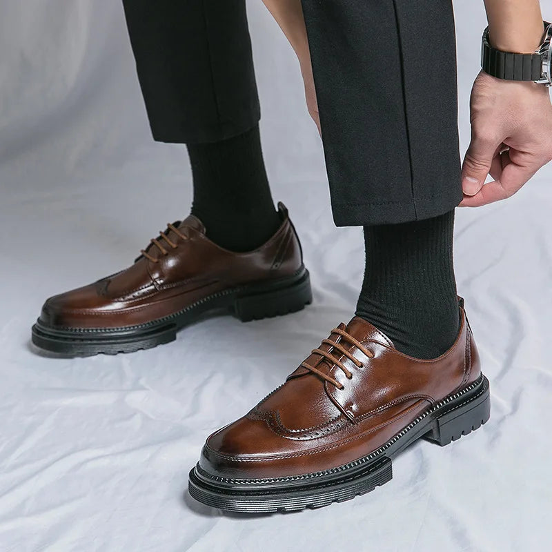 Derbies Homme Cuir Verni Style Britannique – CLEVI Paris