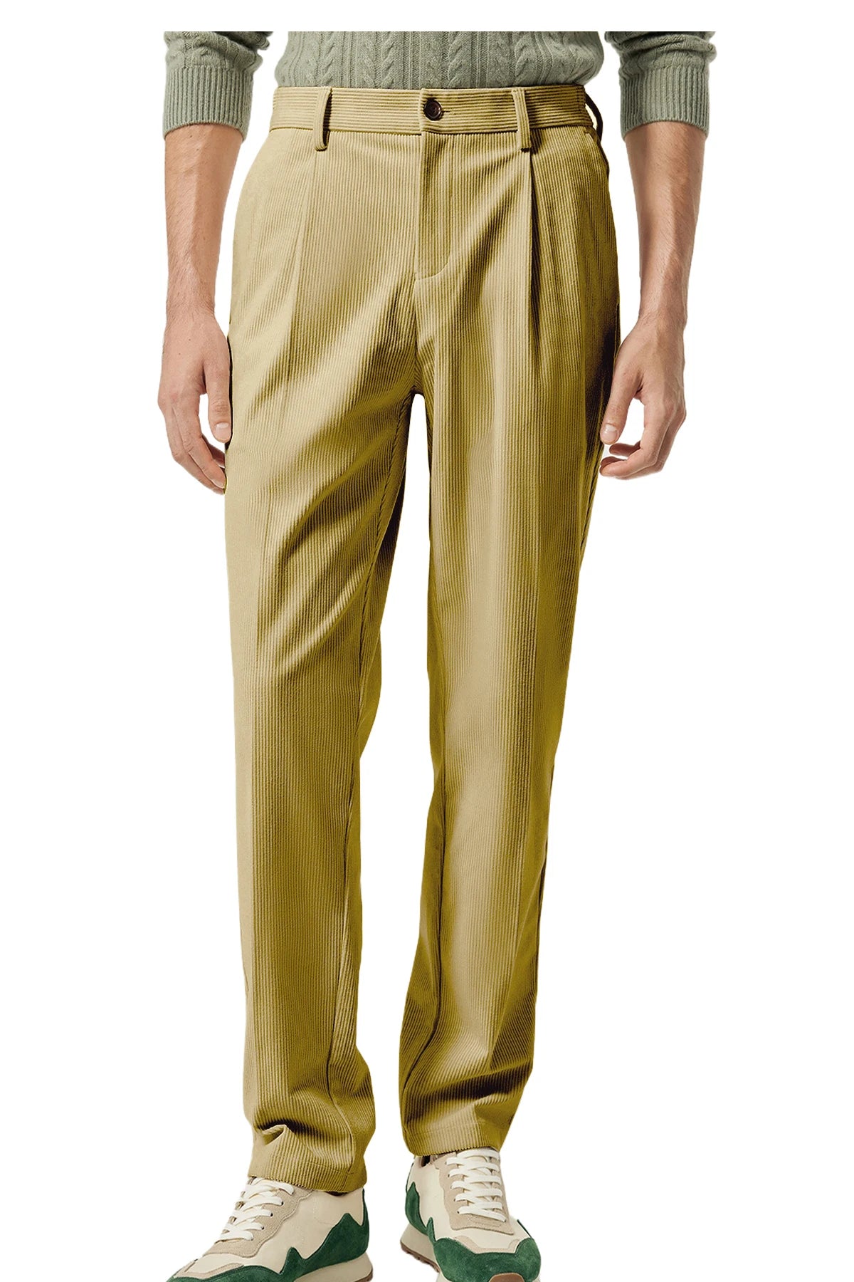 Pantalon homme en velours côtelé taille haute – CLEVI Paris
