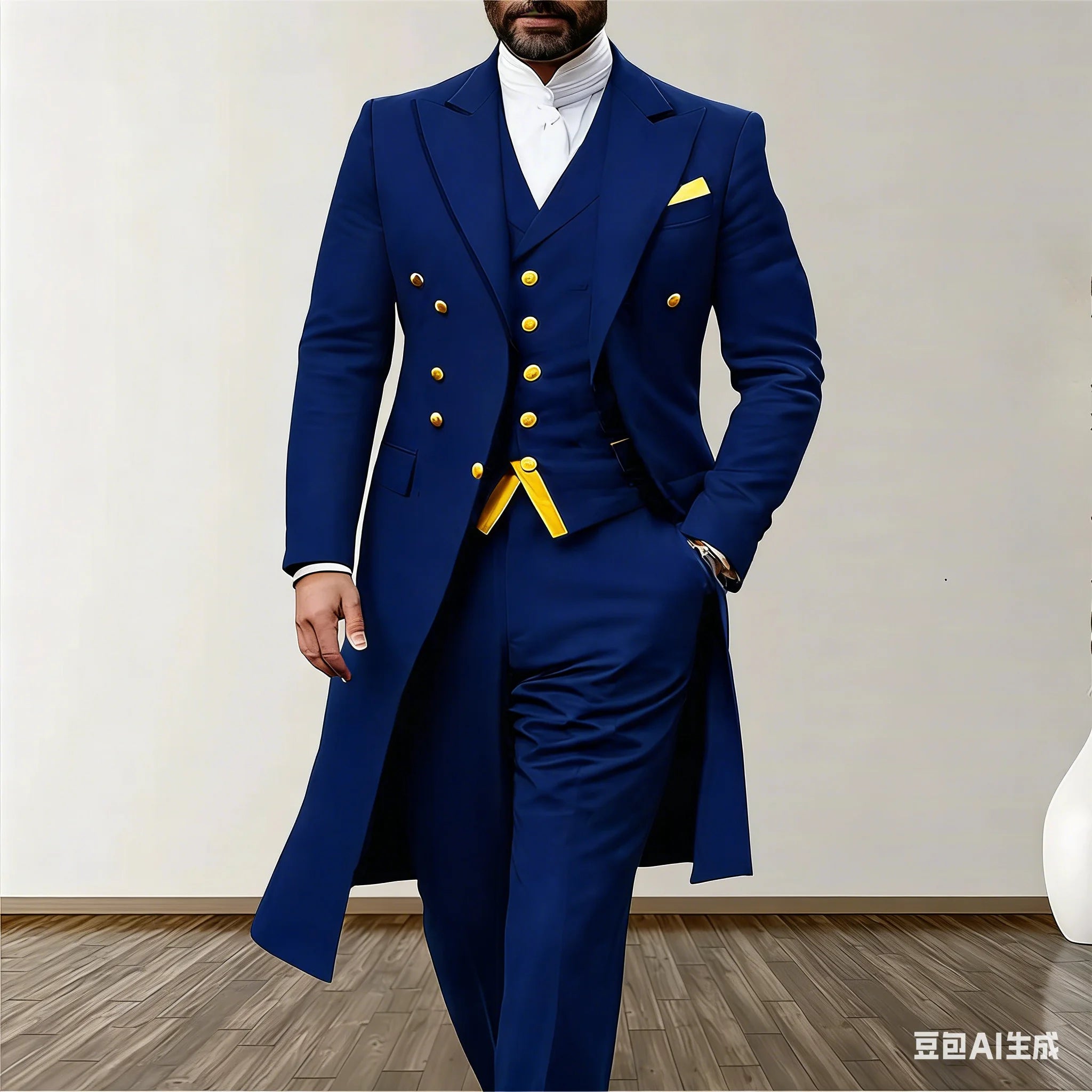 Costume Homme 3 Pièces Tuxedo Satin Blazer Long Gilet Pantalon 8 Coloris XS-5XL – CLEVI Paris
