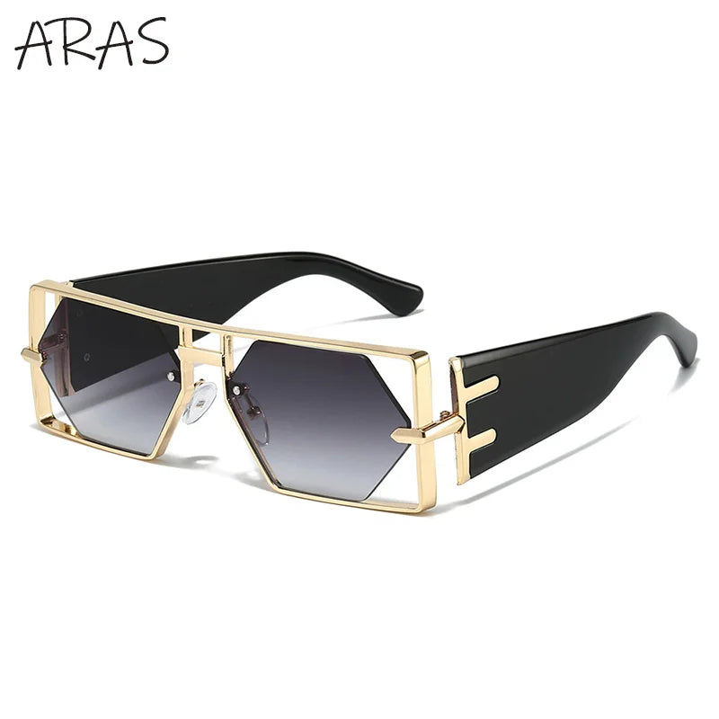 Lunettes de Soleil Steampunk Hexagonales Monture Alliage Creusée Dégradé UV400 Unisexe – CLEVI Paris