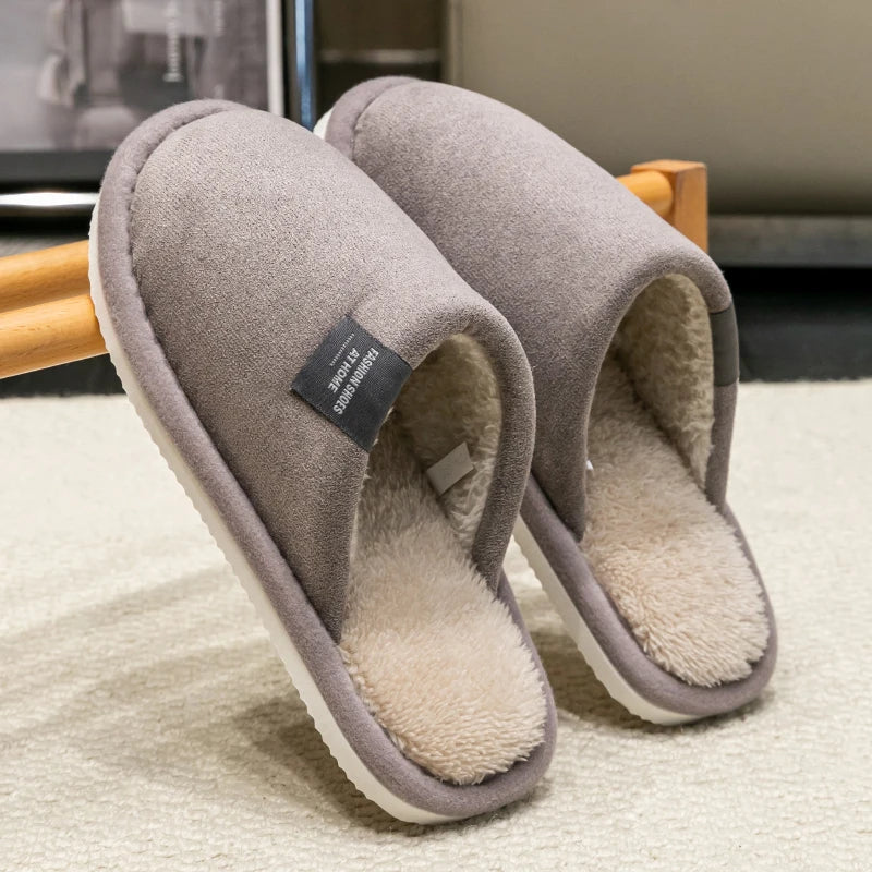 Chaussons d'Hiver Homme Antidérapants – Semelle EVA, Doublure Peluche & Confort Plat