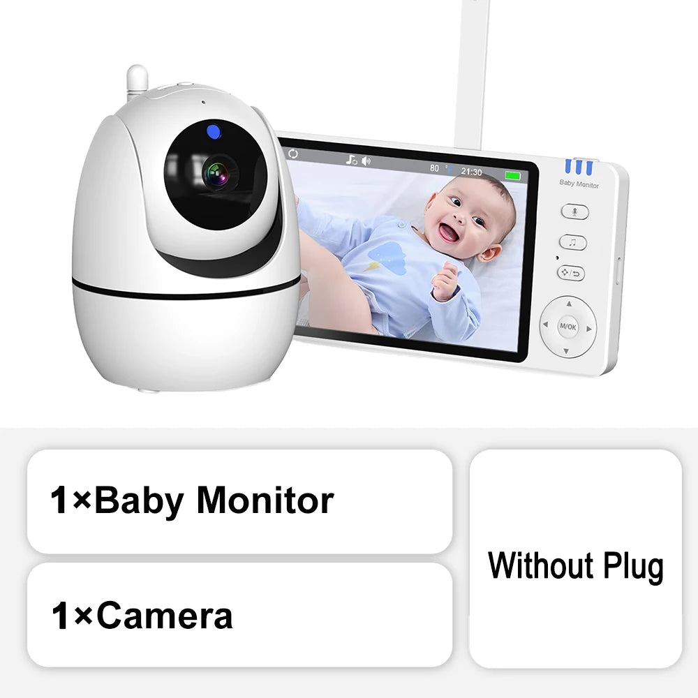 Babyphone Vidéo 5 Pouces PTZ 1080P Vision Nocturne Détection Pleurs Température – CLEVI Paris