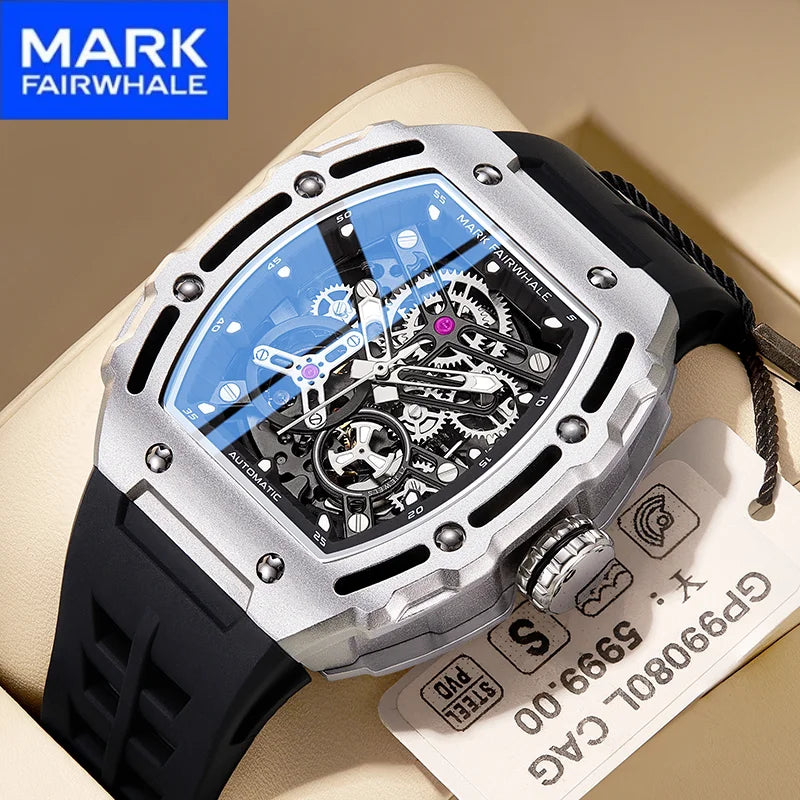 Montre Mécanique Automatique MARK FAIRWHALE FW-6700 Squelette Tonneau Fond Transparent – CLEVI Paris