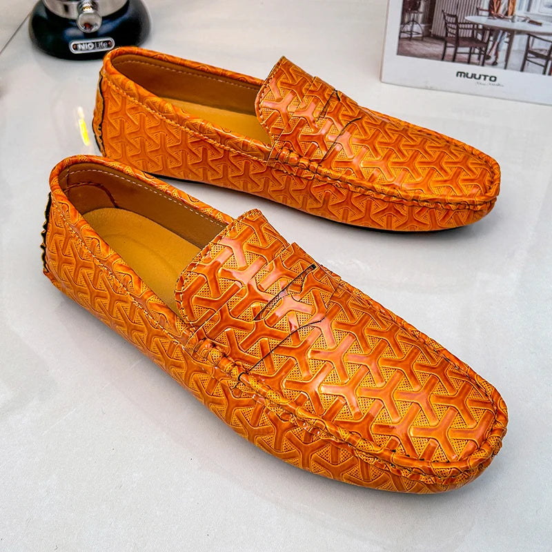 Mocassins Homme Cuir Fendu Slip-On | Orange, Or, Gris, Vert, Noir – CLEVI Paris