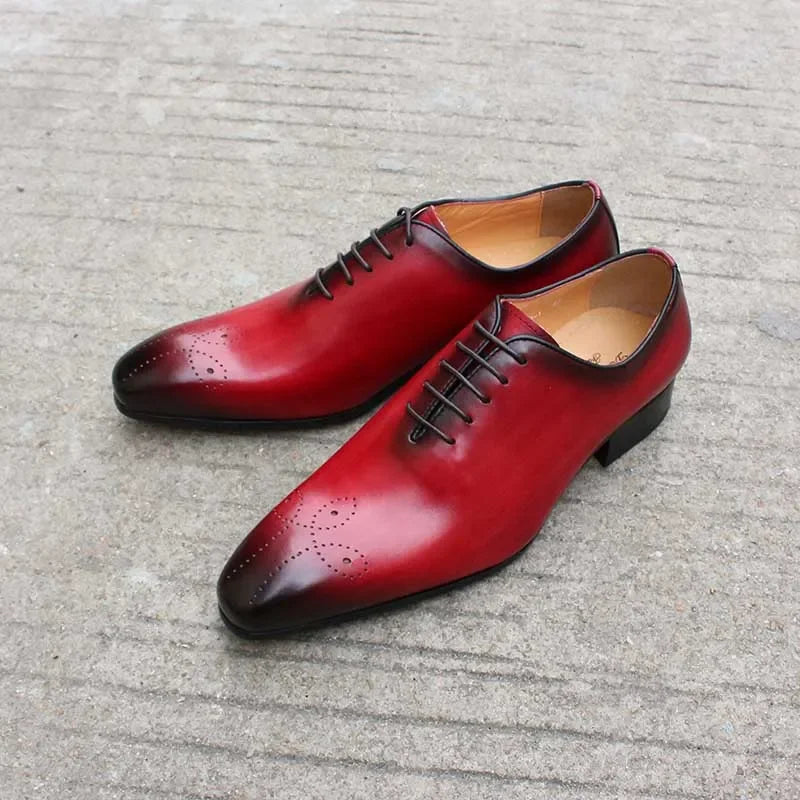 Oxford Homme Cuir de Vache Véritable Bout Pointu Style Italien Lacets Whole Cut | Mariage & Bureau EU 39-46