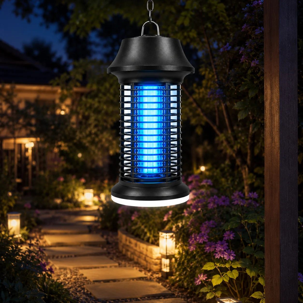 Lampe Anti-Moustiques UV 15W 2-en-1 + Lumière LED – IPX4 Étanche, 360°, Maison, Jardin & Camping