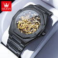 OLEVS 6669 Montre Homme Automatique Squelette Creux Acier Étanche 30M – CLEVI Paris