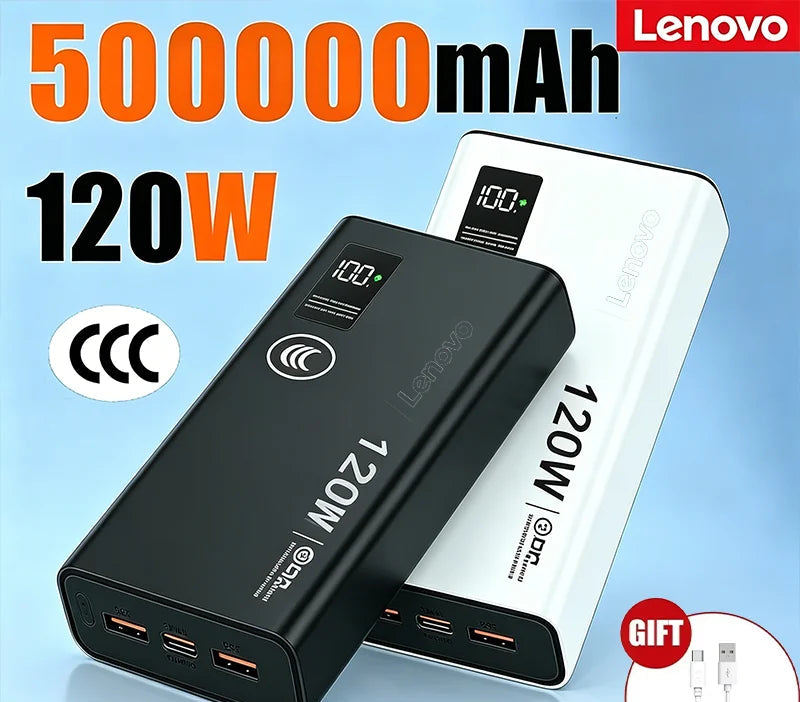 Batterie Externe Lenovo 120W Qi Sans Fil LED 50-200000mAh – CLEVI Paris