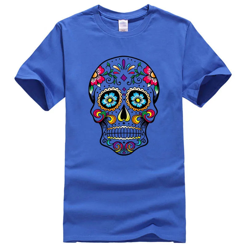 T-Shirt Homme Coton Streetwear Imprimé Tête de Mort Coupe Loose 10 Coloris – CLEVI Paris