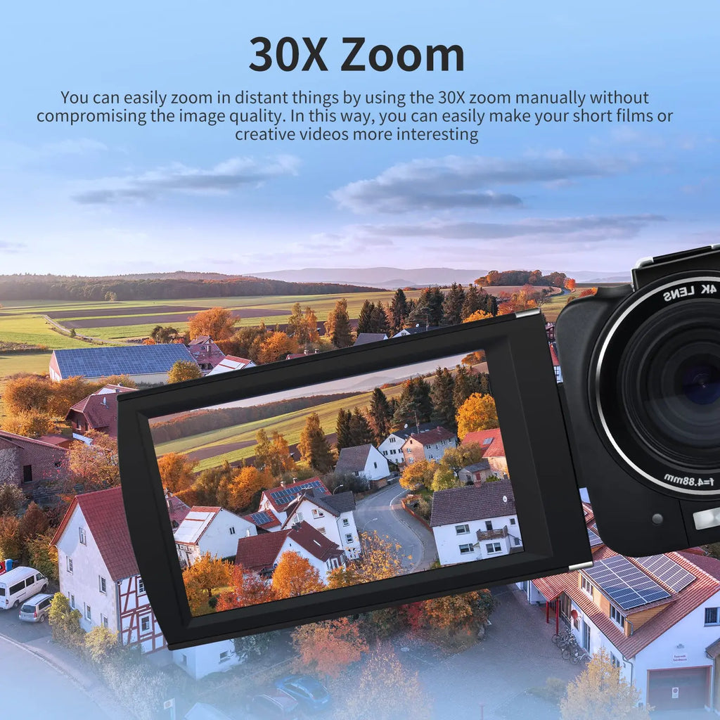 Caméscope Ordro AX10 4K 30MP – Zoom 30x, Vision Nocturne IR, WiFi, Écran Tactile 3,5", Vlogging YouTube, Kit Complet – CLEVI Paris