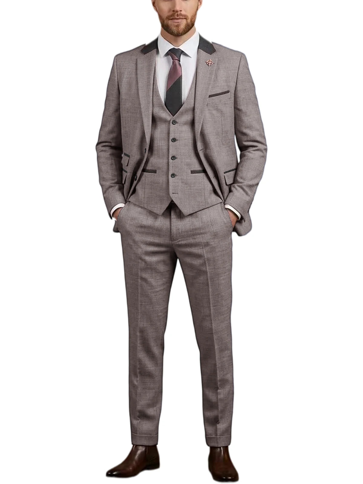 Costume homme 3 pièces en lin mélangé – CLEVI Paris