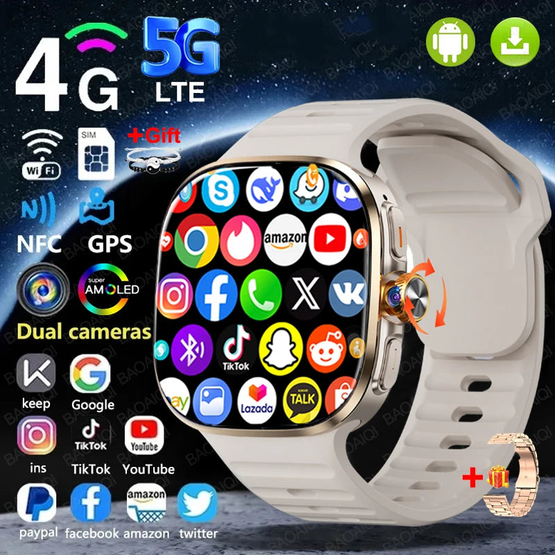 Montre Connectée 4G/5G AMOLED 2,4" Appel Vidéo GPS Google Play – CLEVI Paris