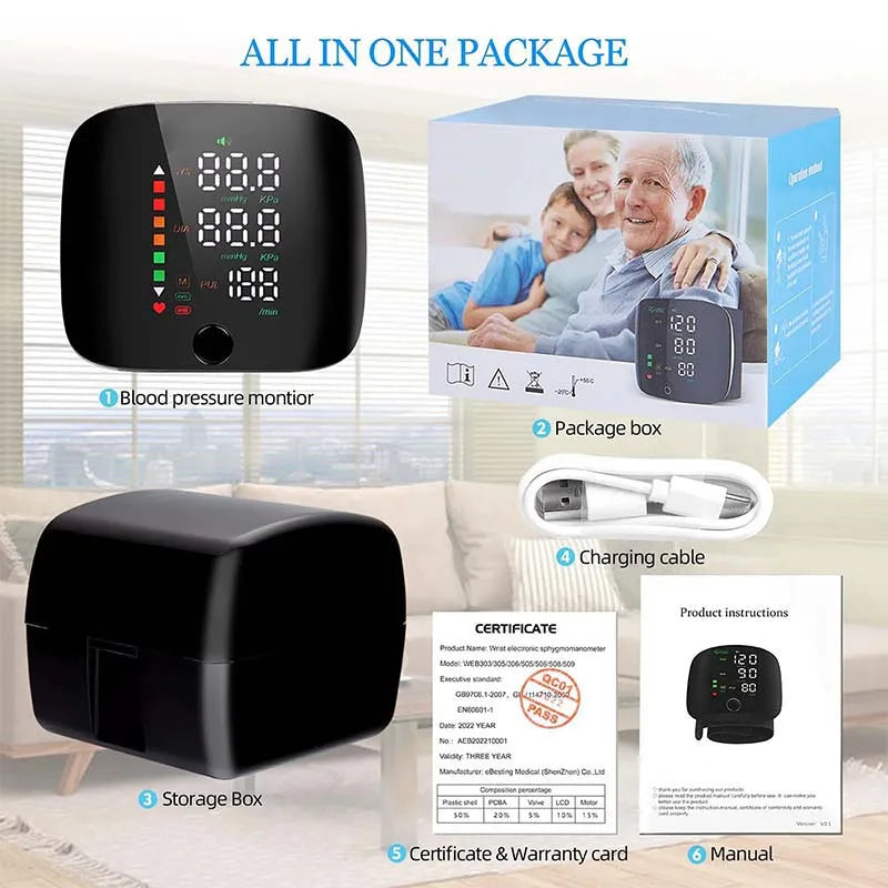 Tensiomètre Poignet LED Rechargeable Vocal 5 Langues – CLEVI Paris